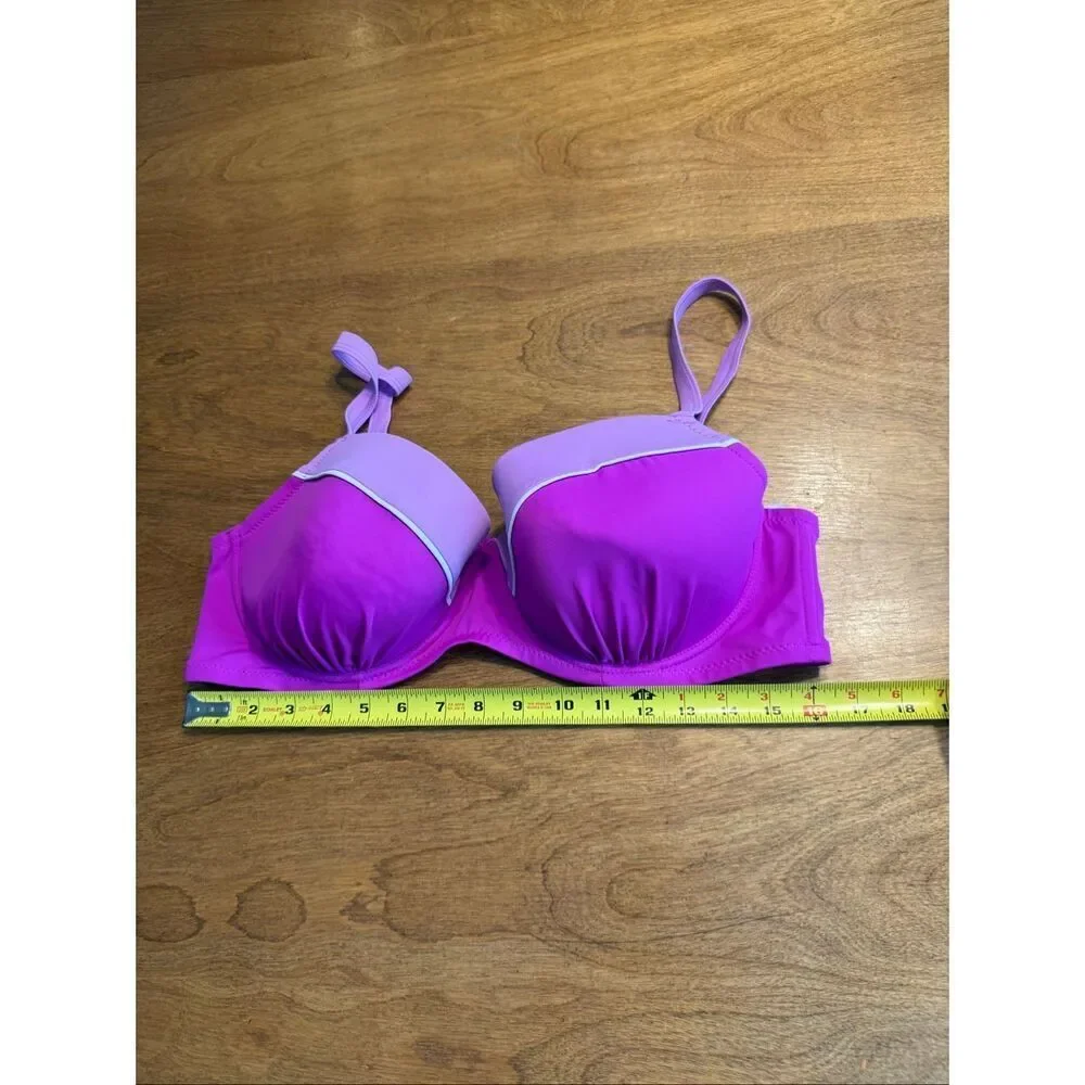 Swimsuit For All Women's Colorblock Underwire Bikini Top Fuchsia Purple Size 18
